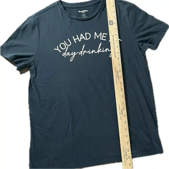 You Had Me At Day Drinking T-shirt Goodfellow Lyndale Tee Size Medium Teal Blue - Picture 7 of 8